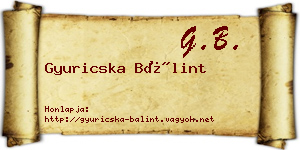 Gyuricska Bálint névjegykártya
